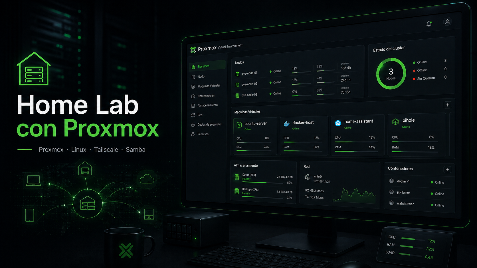 Vista del proyecto Home Lab con Proxmox