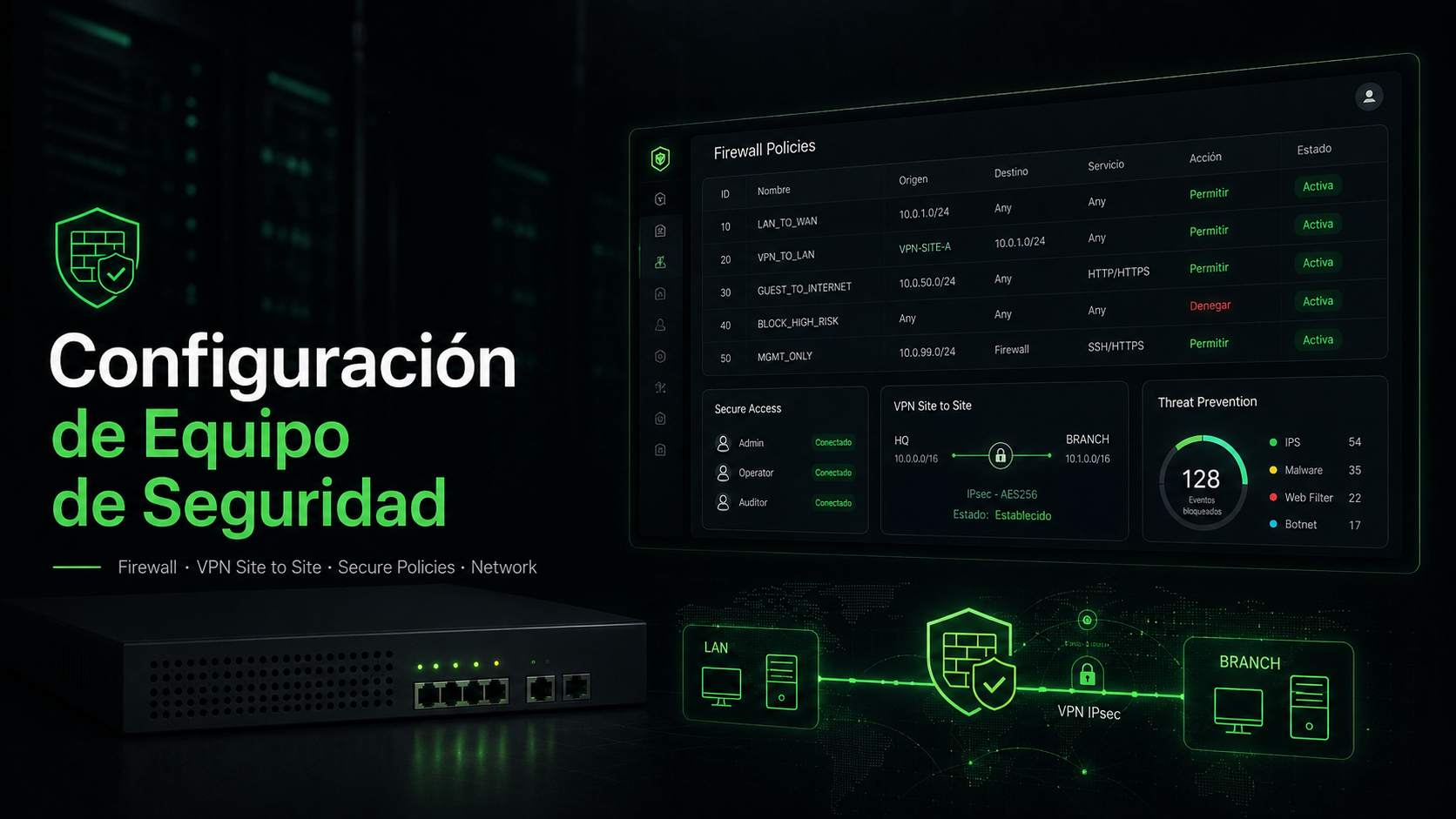 Vista del proyecto Integración en Equipos de Seguridad y Red