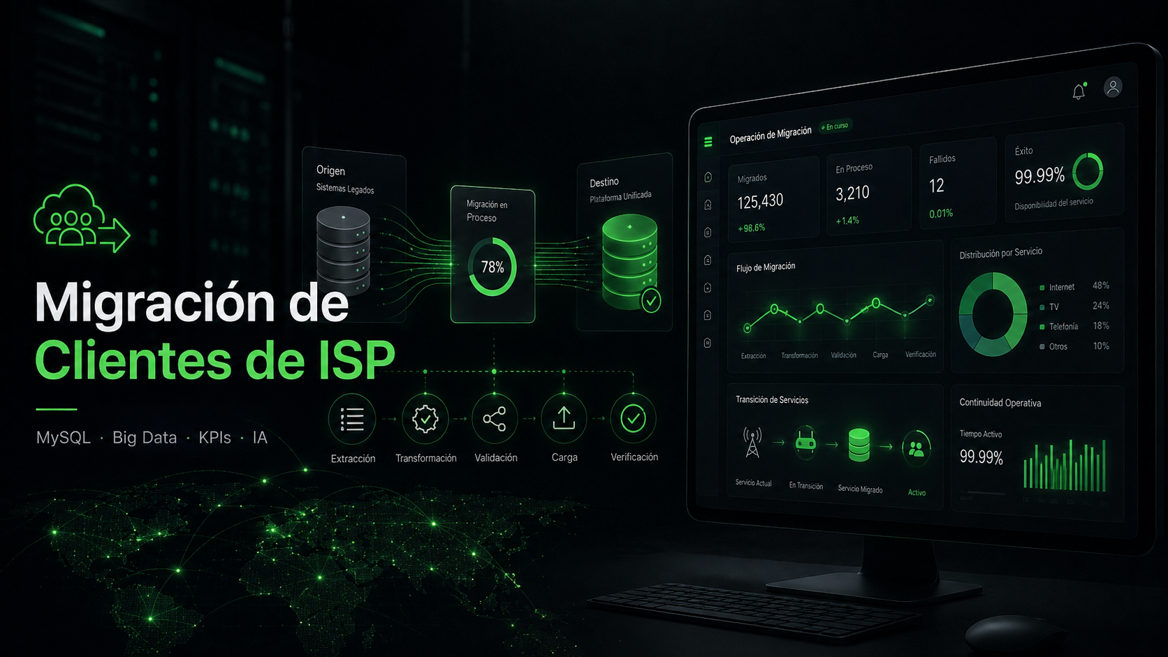 Vista del proyecto Migración de Clientes de ISP